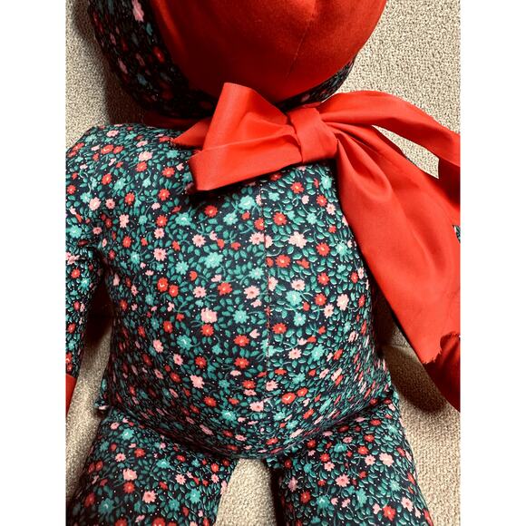 Vntg Keepsake Floral Green Red Bears Handmade - 21" - Picture 6 of 6